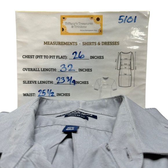 Preswick & Moore Regular Fit Shirt XL 17-17 1/2 34/35 Gray LS Button Down - Picture 8 of 8